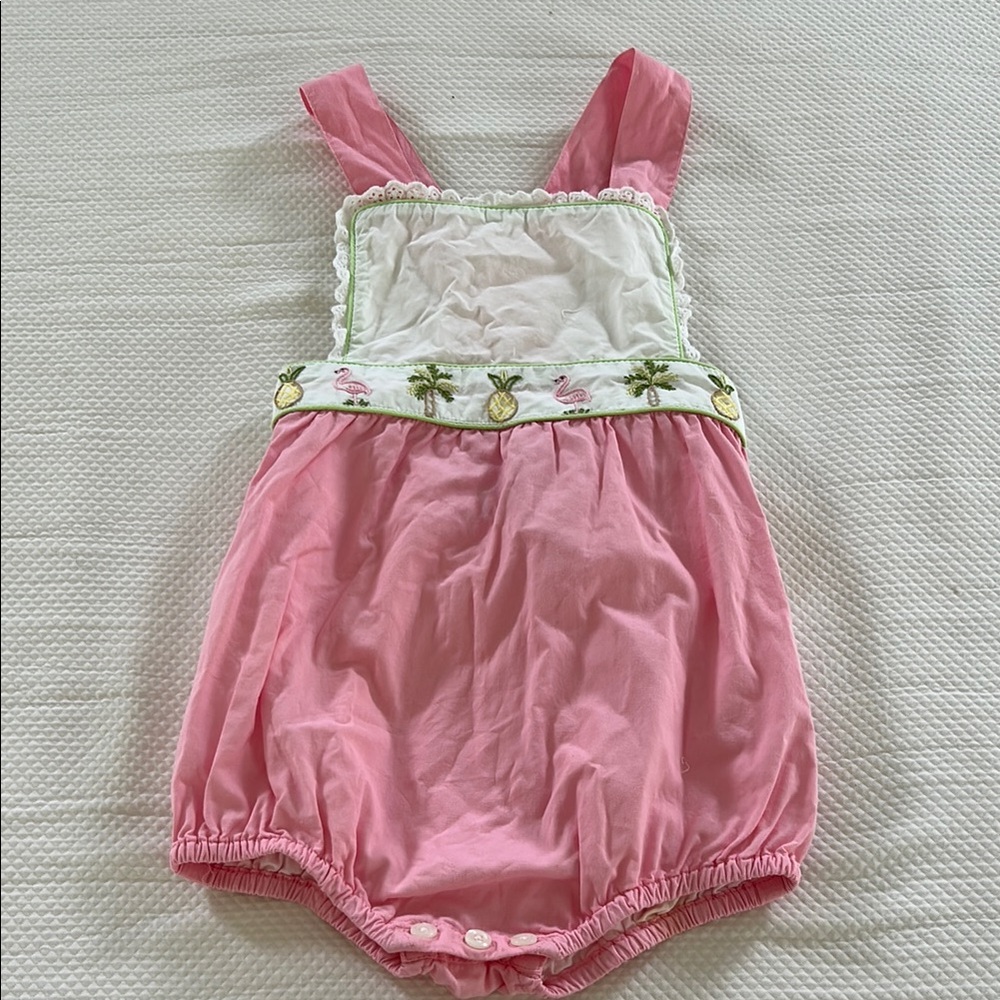 Christian Elizabeth Pink and White Kids One Piece